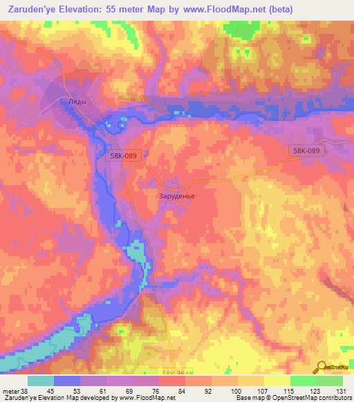 Zaruden'ye,Russia Elevation Map