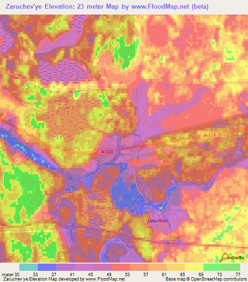 Zaruchev'ye,Russia Elevation Map