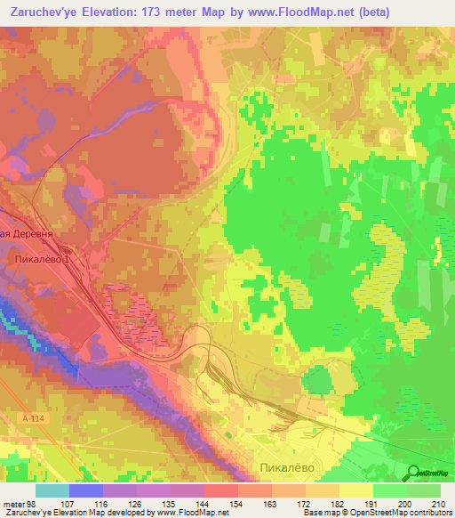 Zaruchev'ye,Russia Elevation Map