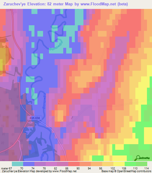 Zaruchev'ye,Russia Elevation Map