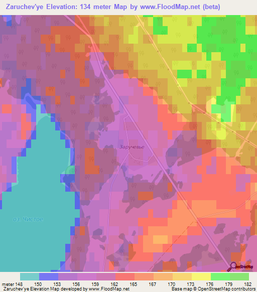 Zaruchev'ye,Russia Elevation Map