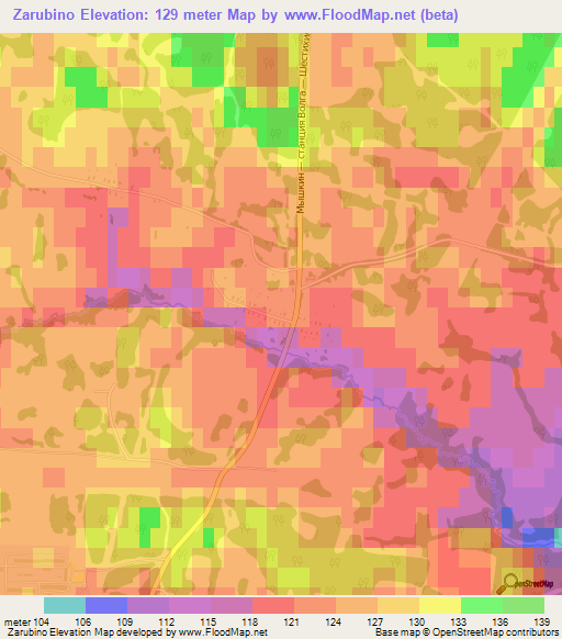 Zarubino,Russia Elevation Map