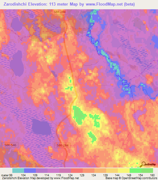 Zarodishchi,Russia Elevation Map