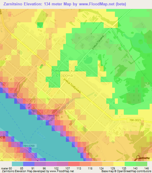 Zarnitsino,Russia Elevation Map