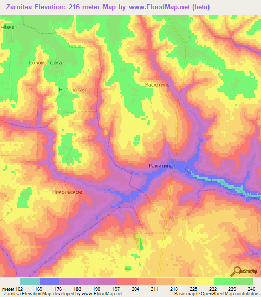 Zarnitsa,Russia Elevation Map