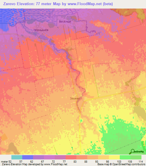 Zarevo,Russia Elevation Map