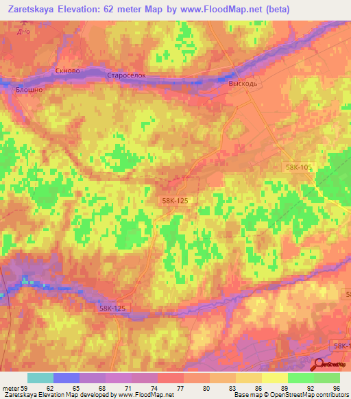 Zaretskaya,Russia Elevation Map