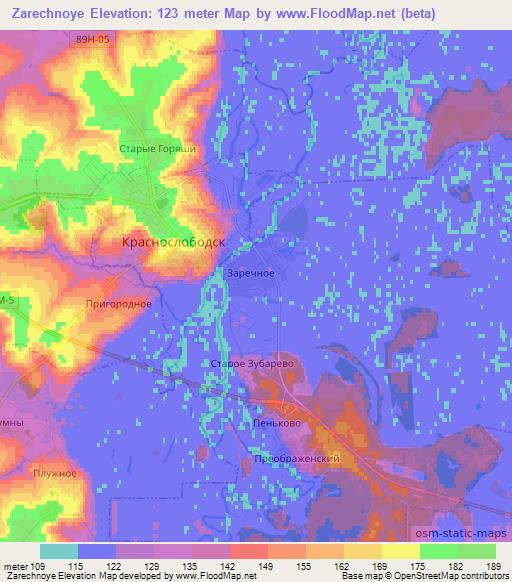 Zarechnoye,Russia Elevation Map