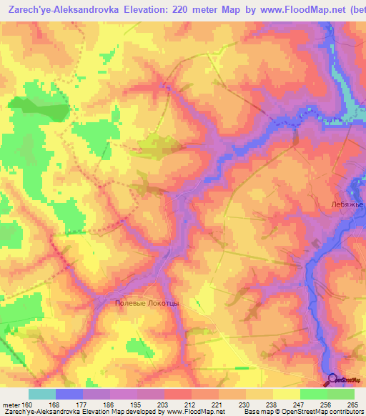 Zarech'ye-Aleksandrovka,Russia Elevation Map