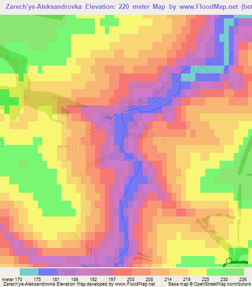 Zarech'ye-Aleksandrovka,Russia Elevation Map