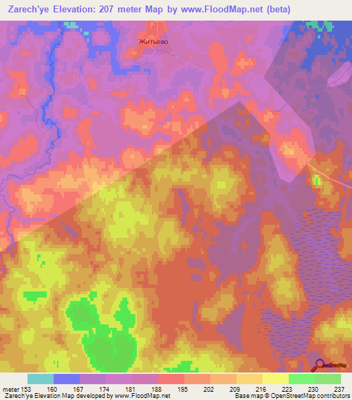 Zarech'ye,Russia Elevation Map