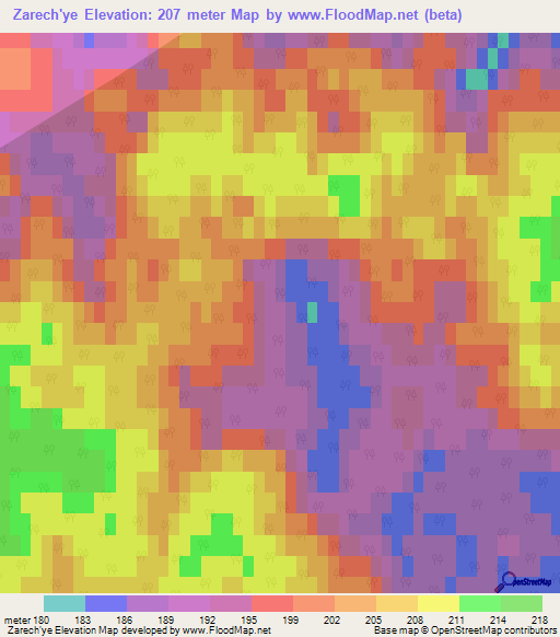 Zarech'ye,Russia Elevation Map