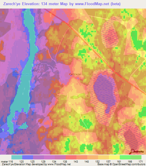 Zarech'ye,Russia Elevation Map