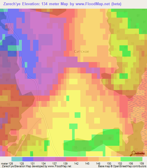 Zarech'ye,Russia Elevation Map