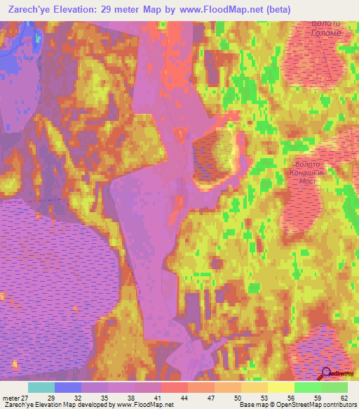 Zarech'ye,Russia Elevation Map