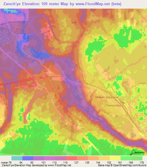 Zarech'ye,Russia Elevation Map