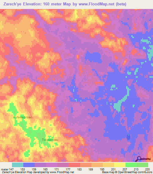 Zarech'ye,Russia Elevation Map