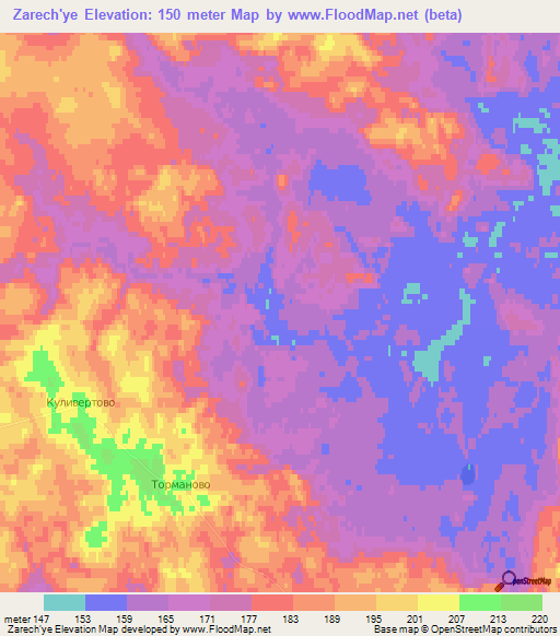 Zarech'ye,Russia Elevation Map