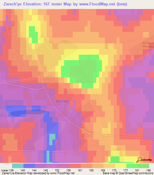 Zarech'ye,Russia Elevation Map