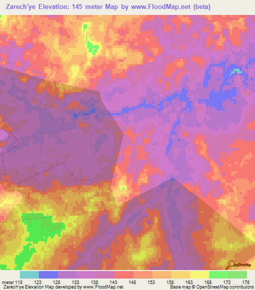 Zarech'ye,Russia Elevation Map