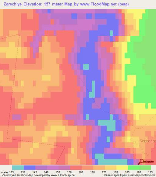 Zarech'ye,Russia Elevation Map