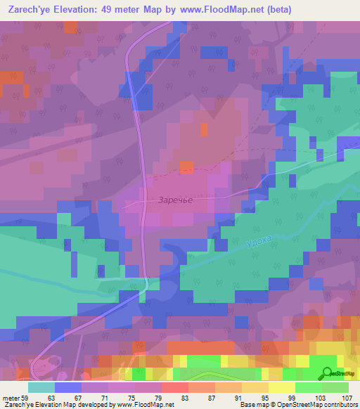 Zarech'ye,Russia Elevation Map