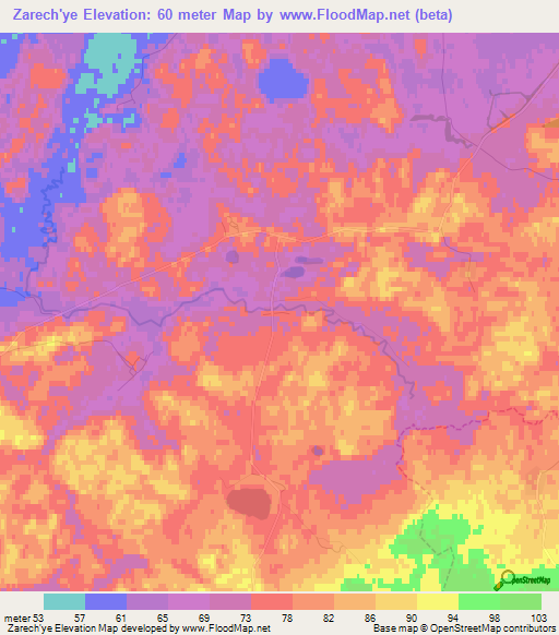 Zarech'ye,Russia Elevation Map