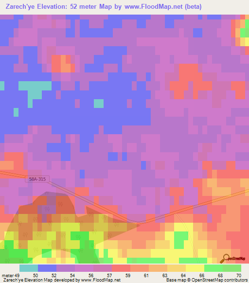 Zarech'ye,Russia Elevation Map