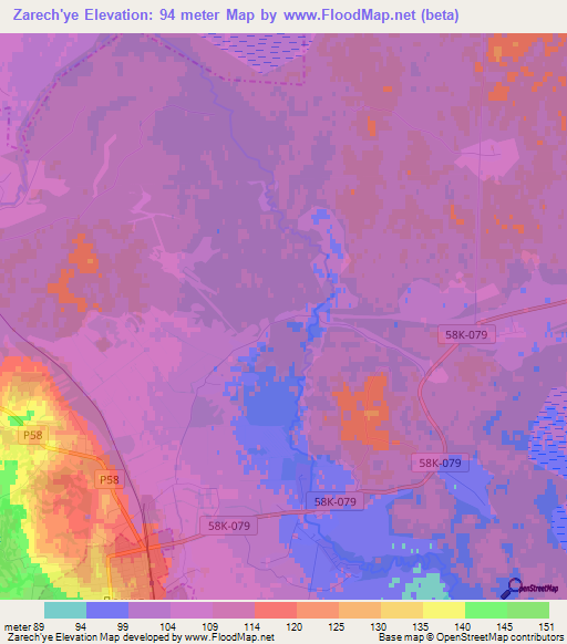 Zarech'ye,Russia Elevation Map