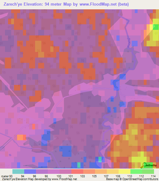 Zarech'ye,Russia Elevation Map