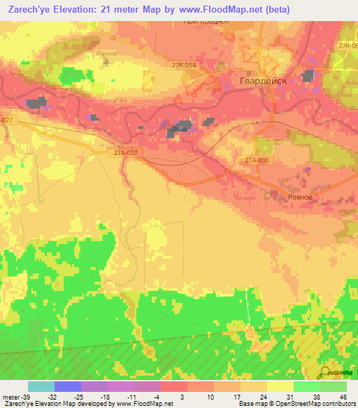 Zarech'ye,Russia Elevation Map