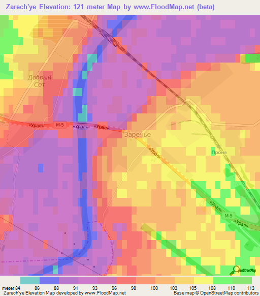 Zarech'ye,Russia Elevation Map