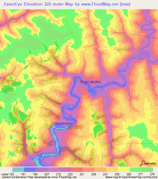 Zarech'ye,Russia Elevation Map