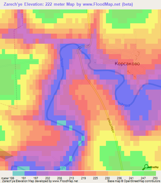 Zarech'ye,Russia Elevation Map