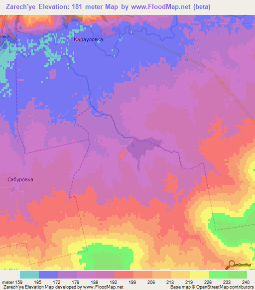 Zarech'ye,Russia Elevation Map