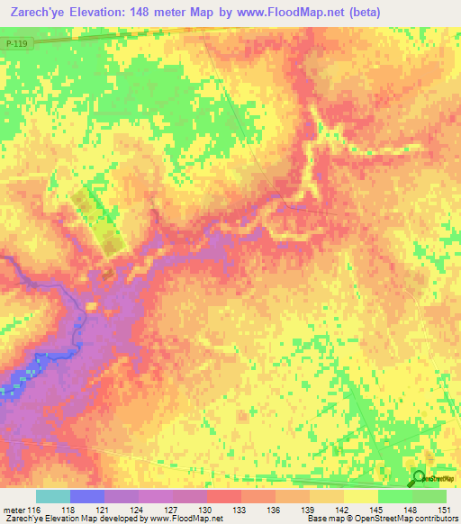 Zarech'ye,Russia Elevation Map