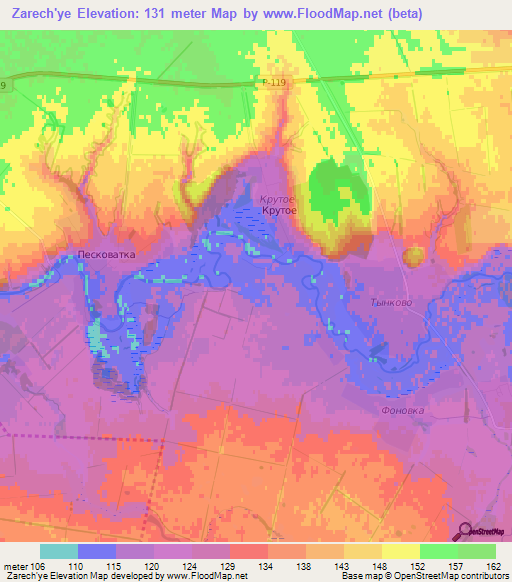 Zarech'ye,Russia Elevation Map