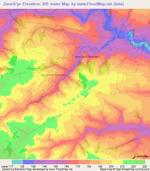 Zarech'ye,Russia Elevation Map