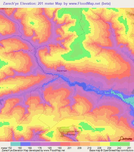 Zarech'ye,Russia Elevation Map