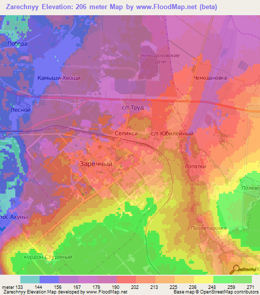 Zarechnyy,Russia Elevation Map