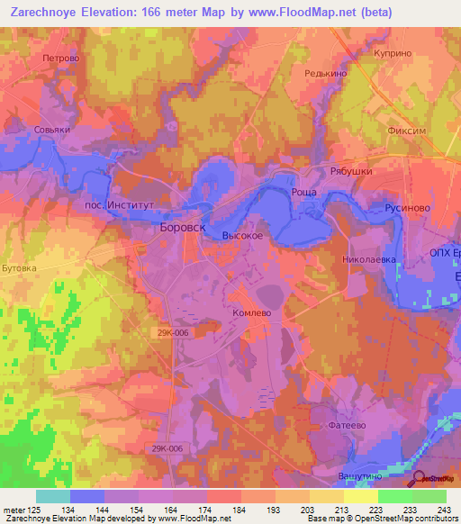 Zarechnoye,Russia Elevation Map