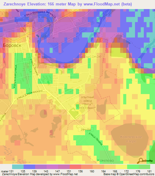 Zarechnoye,Russia Elevation Map