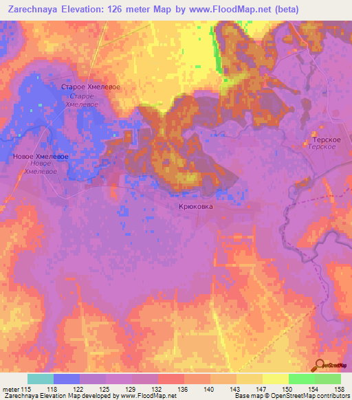 Zarechnaya,Russia Elevation Map