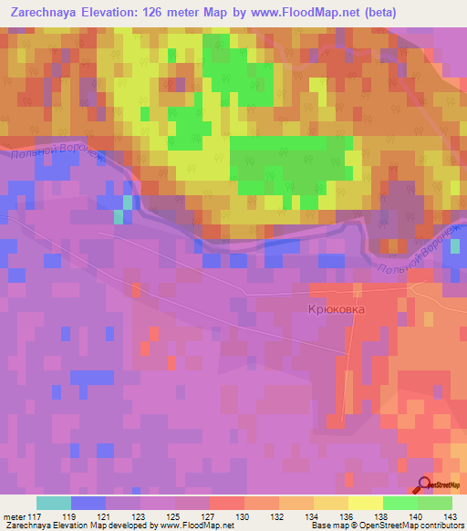 Zarechnaya,Russia Elevation Map