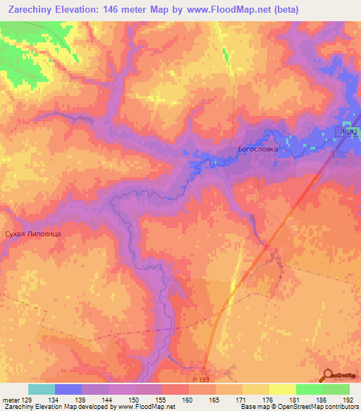 Zarechiny,Russia Elevation Map