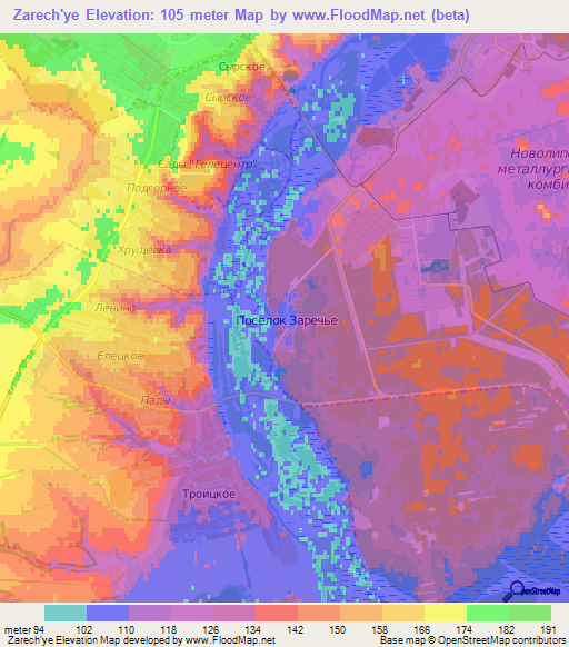 Zarech'ye,Russia Elevation Map