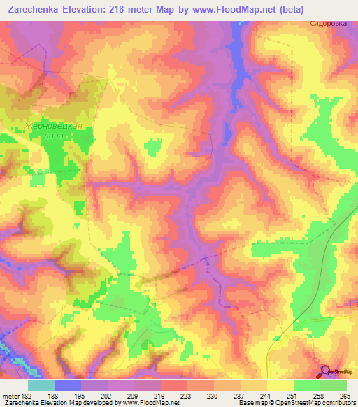 Zarechenka,Russia Elevation Map