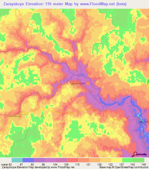 Zarayskoye,Russia Elevation Map