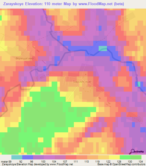 Zarayskoye,Russia Elevation Map