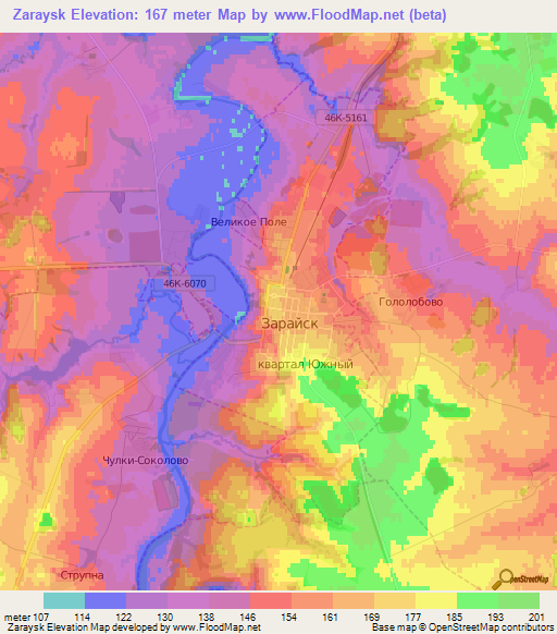 Zaraysk,Russia Elevation Map